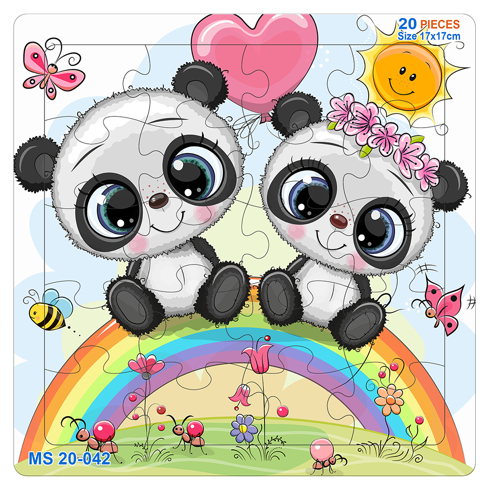 Đồ chơi xếp hình 20 mảnh Đôi bạn gấu (17x17cm)