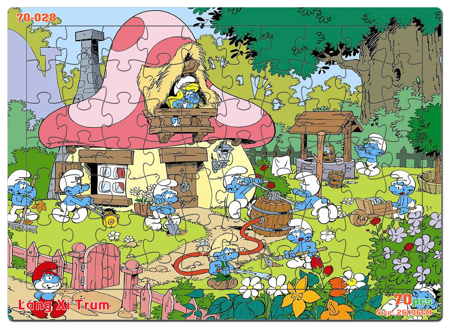 Đồ chơi xếp hình 70 mảnh Làng xì trum