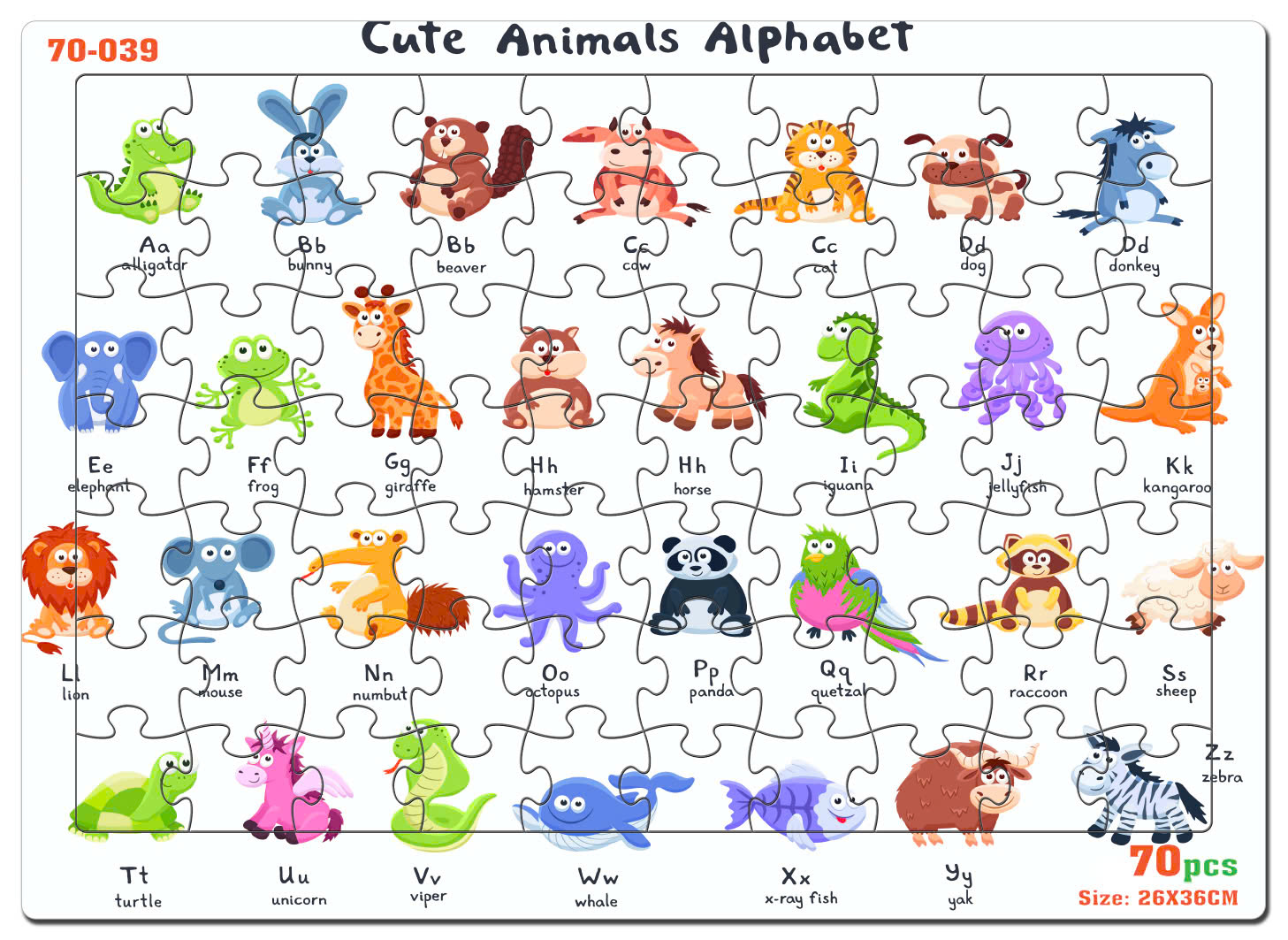 Đồ chơi xếp hình 70 mảnh Cute Animal Alphabet