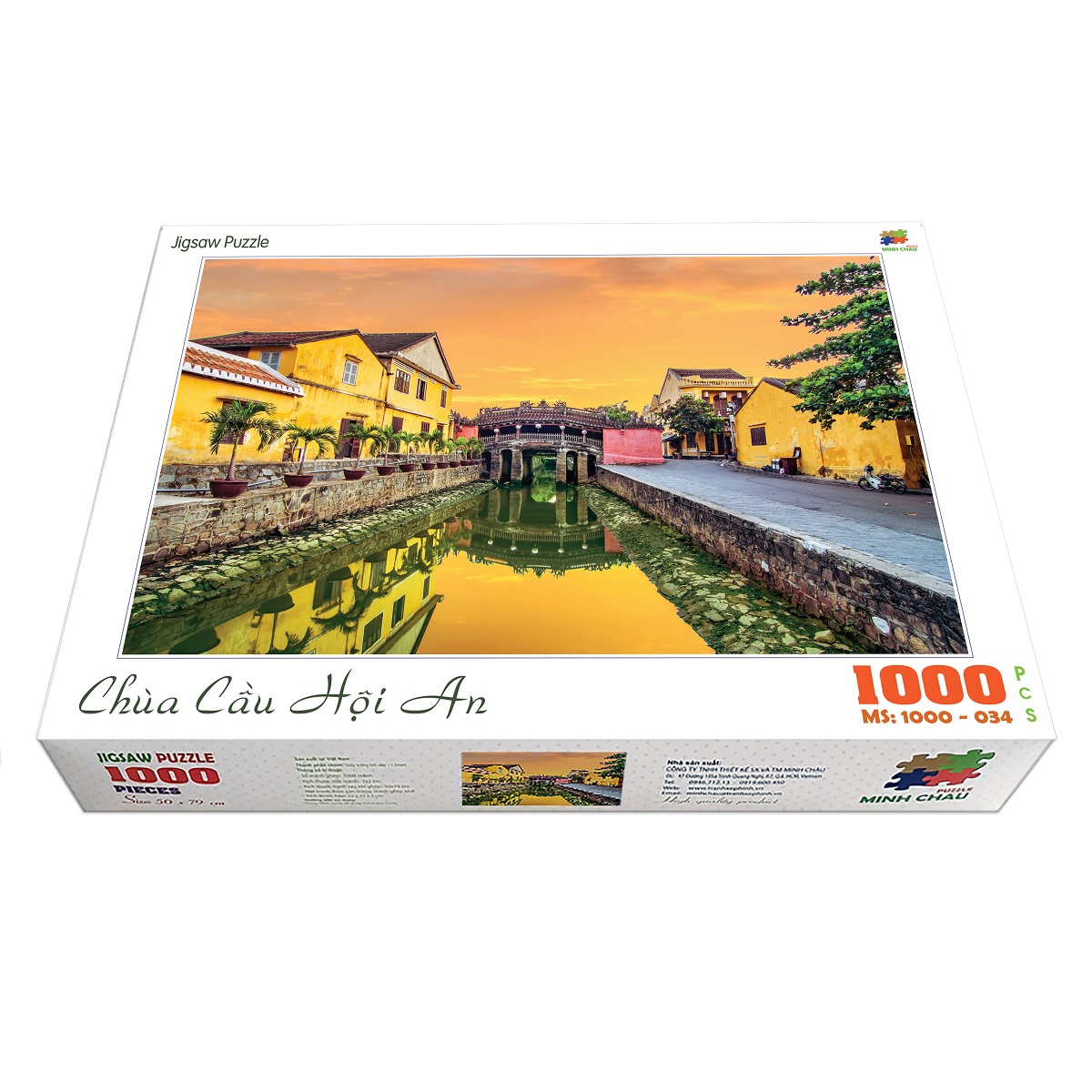 Bộ tranh xếp hình jigsaw puzzle cao cấp 1000 mảnh ghép – Chùa cầu Hội An