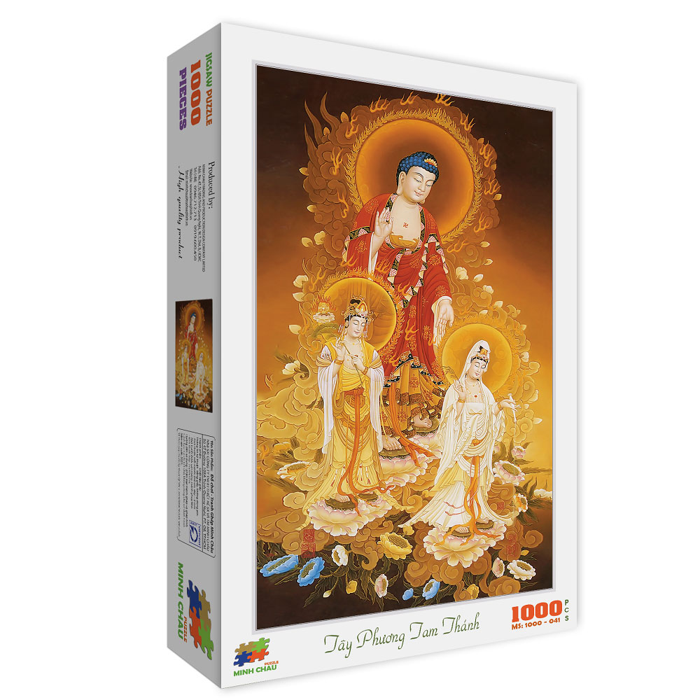Bộ tranh xếp hình cao cấp 1000 mảnh – Tây phương tam thánh