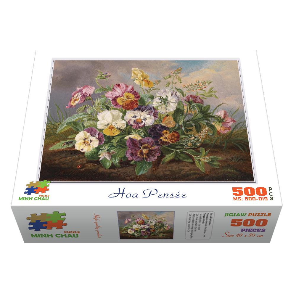 Bộ tranh xếp hình cao cấp 500 mảnh ghép – Hoa Pensee (40x50cm)