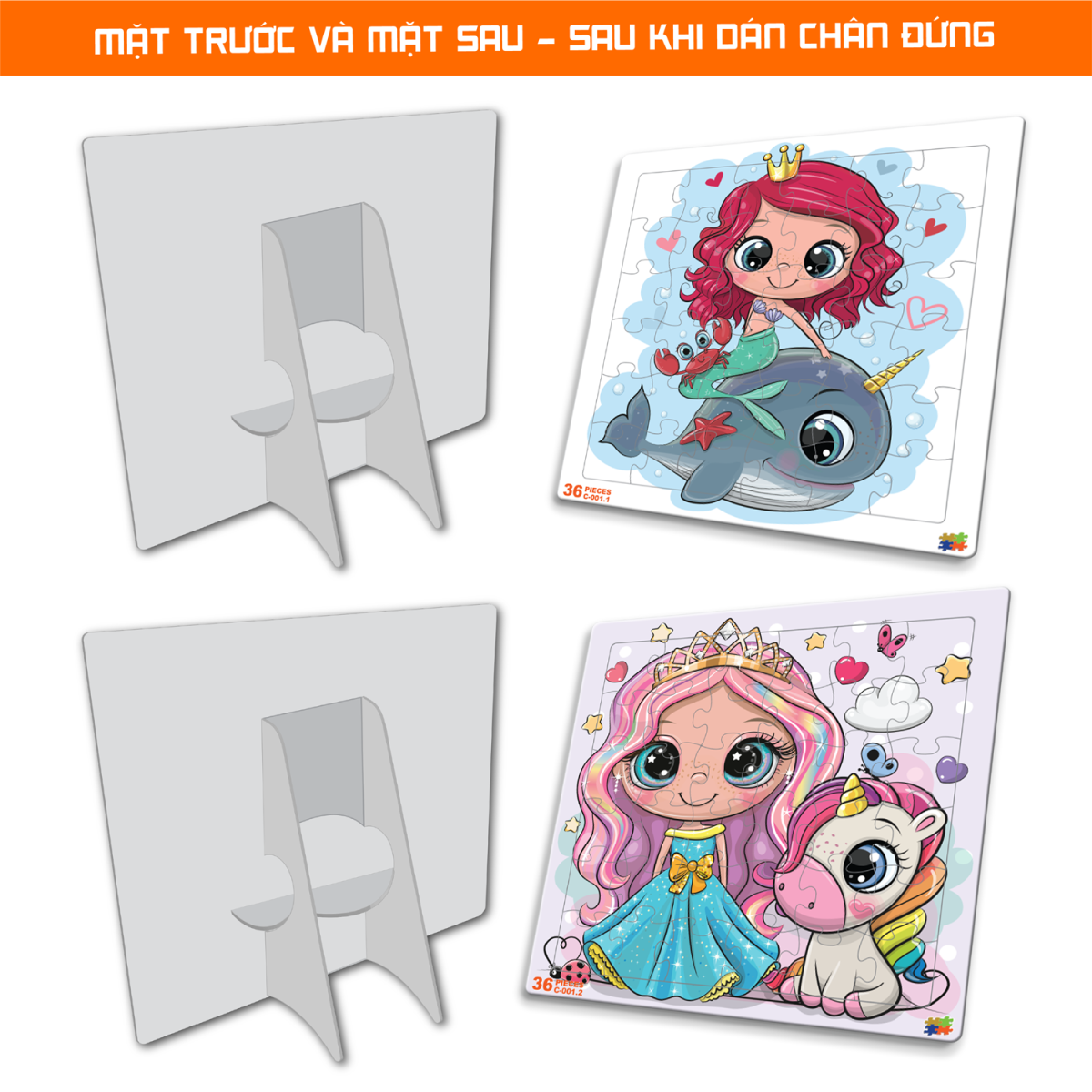 Set 02 Bộ Tranh Xếp Hình 36 Mảnh Để Bàn 23x23cm C001