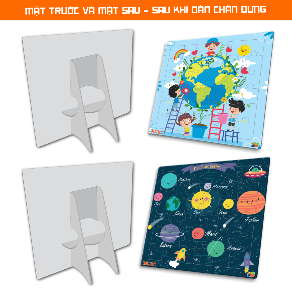 Set 02 Bộ Tranh Xếp Hình 36 Mảnh Để Bàn 23x23cm C004