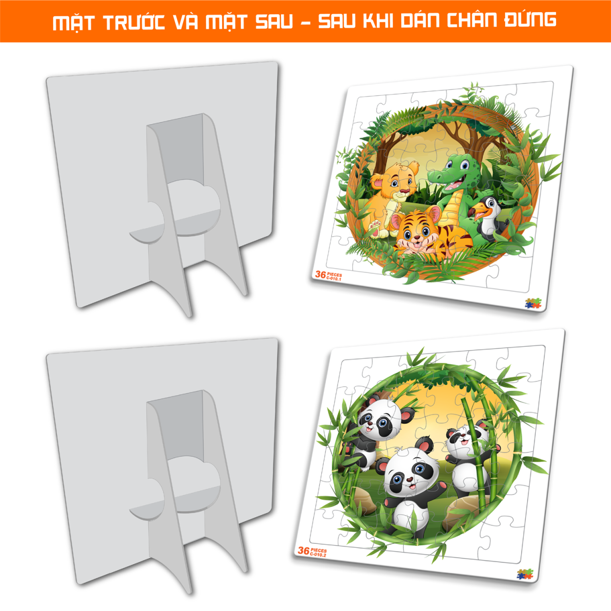 Set 02 Bộ Tranh Xếp Hình 36 Mảnh Để Bàn 23x23cm C010