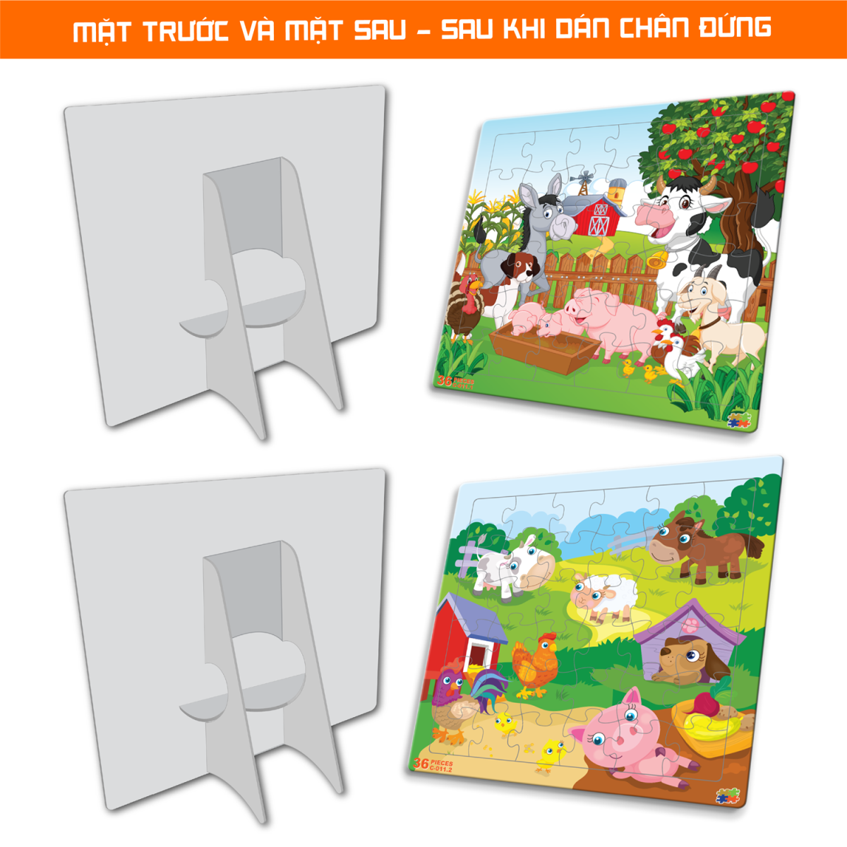 Set 02 Bộ Tranh Xếp Hình 36 Mảnh Để Bàn 23x23cm C011