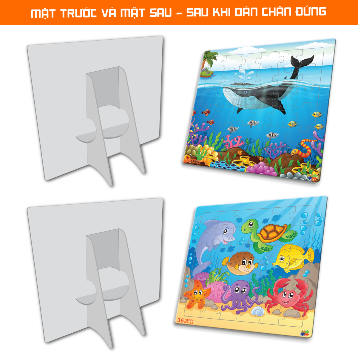 Set 02 Bộ Tranh Xếp Hình 36 Mảnh Để Bàn 23x23cm C012